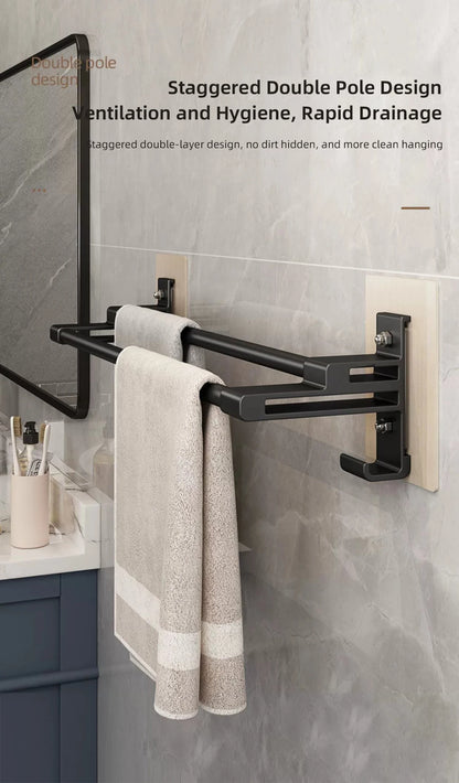 Bathroom Towel Rack Without Drilling Space Aluminum Shower