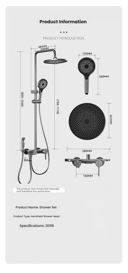 Modern Bathroom Gun Gray Aluminum Minimalist Shower Cold