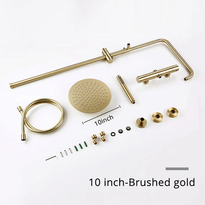 Rose Gold Thermostatic Shower Falcet Sets Wall Mount