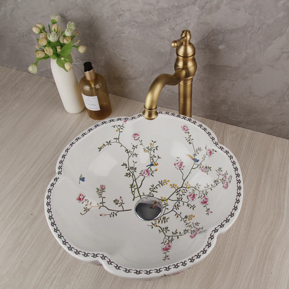 Zappo Above Counter Ceramic Vessel Sink Bathroom Round