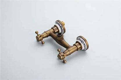 Retro Shower Faucets Antique Brass Ceramics Bathtub Faucets