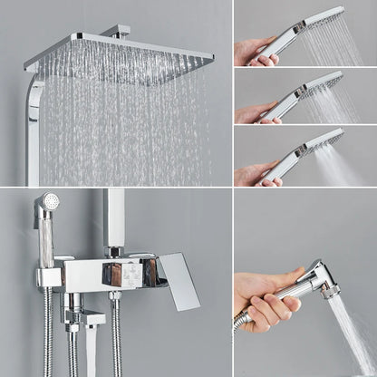 Shinesia Black/Chrome Bathroom Shower System Rainfall Shower