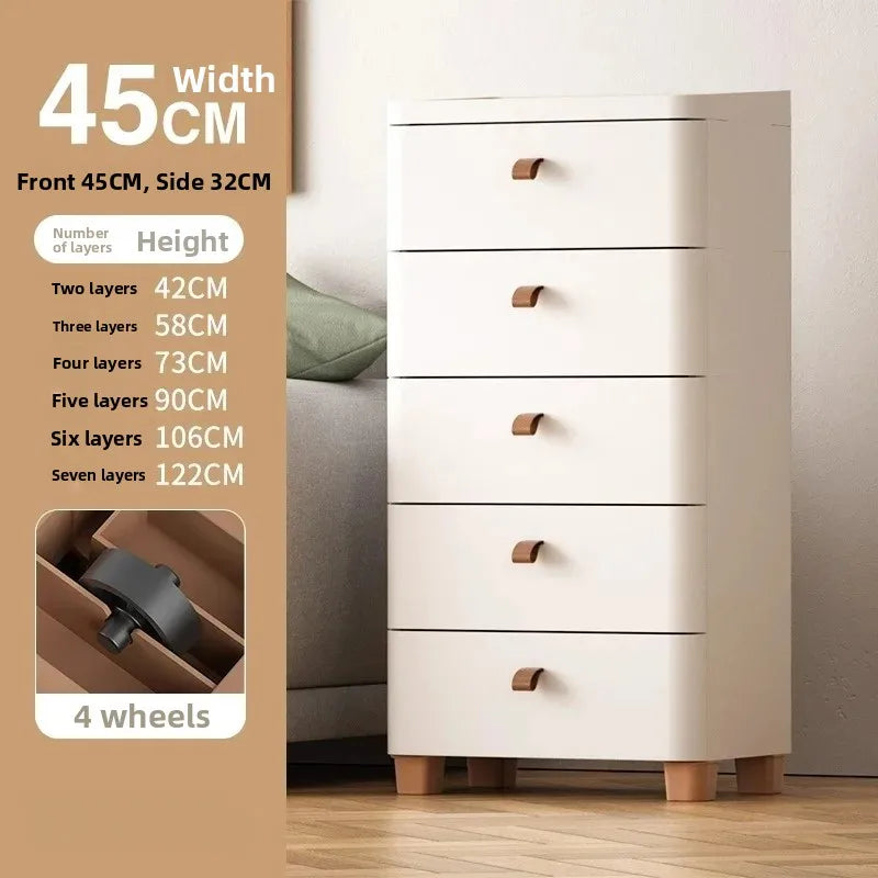 Narrow Multi-Layer Drawer Style Storage Cabinet Bathroom