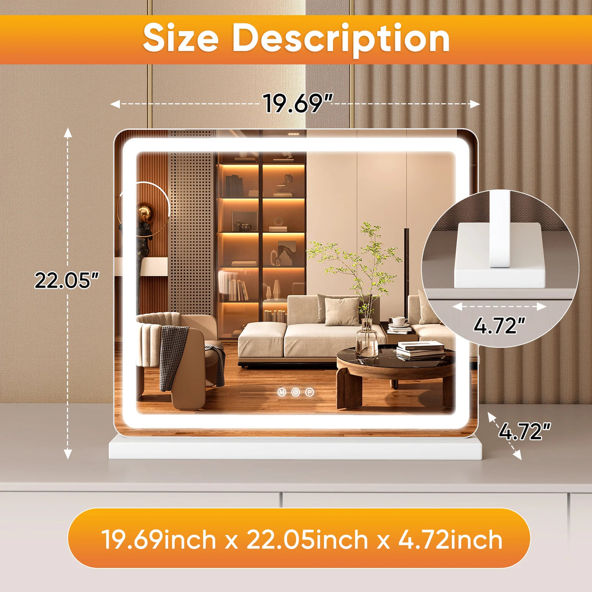 Mcq Rectangle Led Vanity Mirror Lights Usb Charging