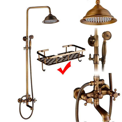 Antique Brass Bathroom Shower Faucets Rainfall Shower Head