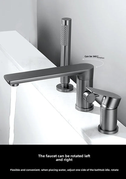 Luxury Gunmetal Black Bathtub Faucet Three Hole Mounting