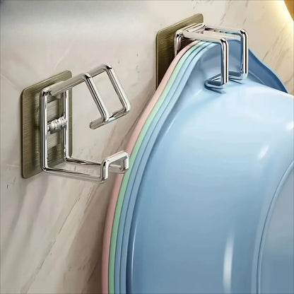 1/2/4/6pcs Stainless Steel Washbasin Hook Punch-Free Bathroom