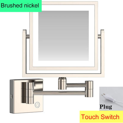 Square Touch Led Folding Bathroom Mirror 3x Magnifying