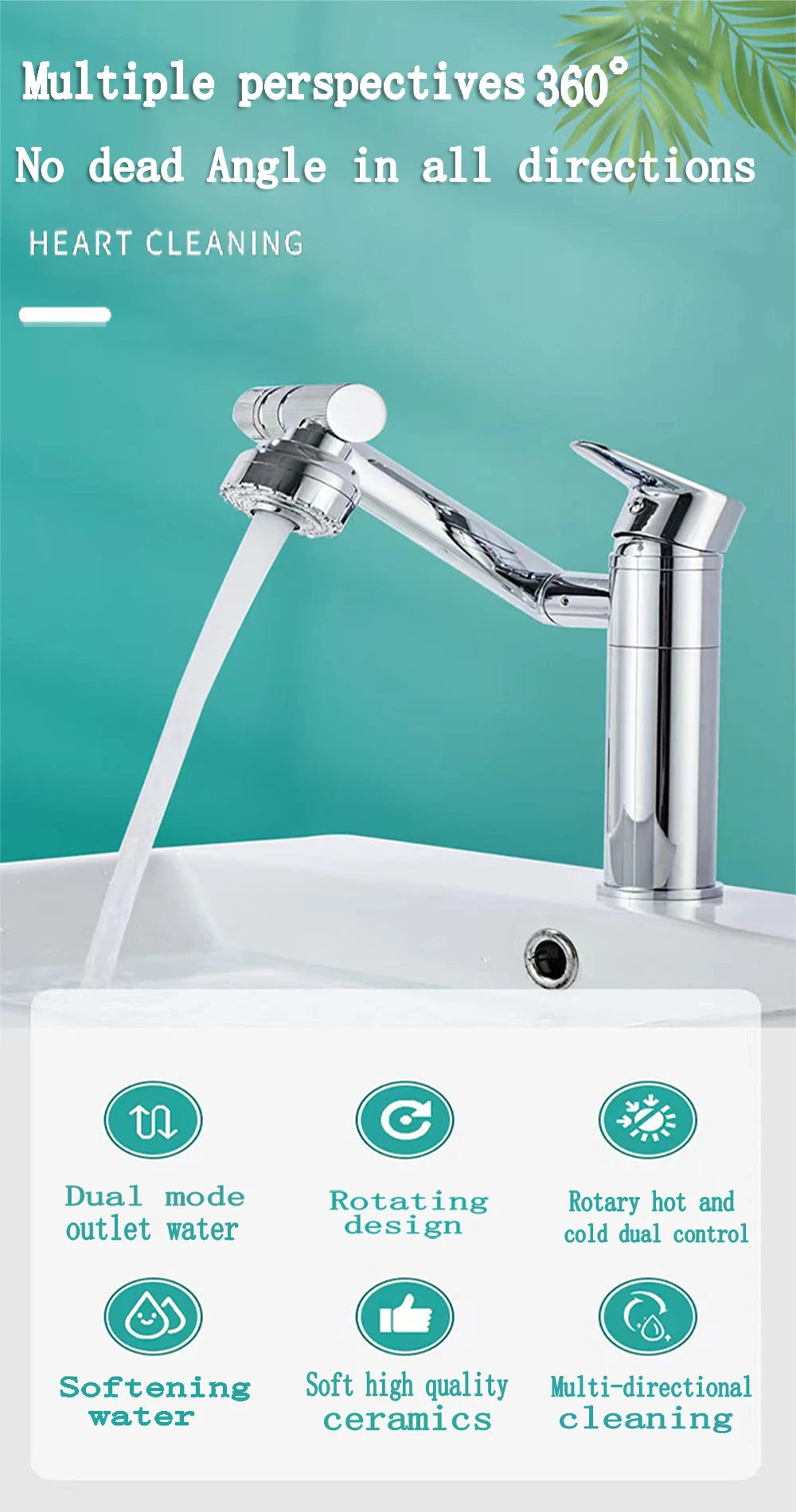 Basin Faucet Modern Bathroom Mixer Tap Black/Chrome Wash