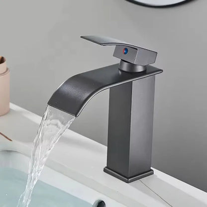 Brushed Golden Basin Faucets Elegant Waterfall Bathroom Sink