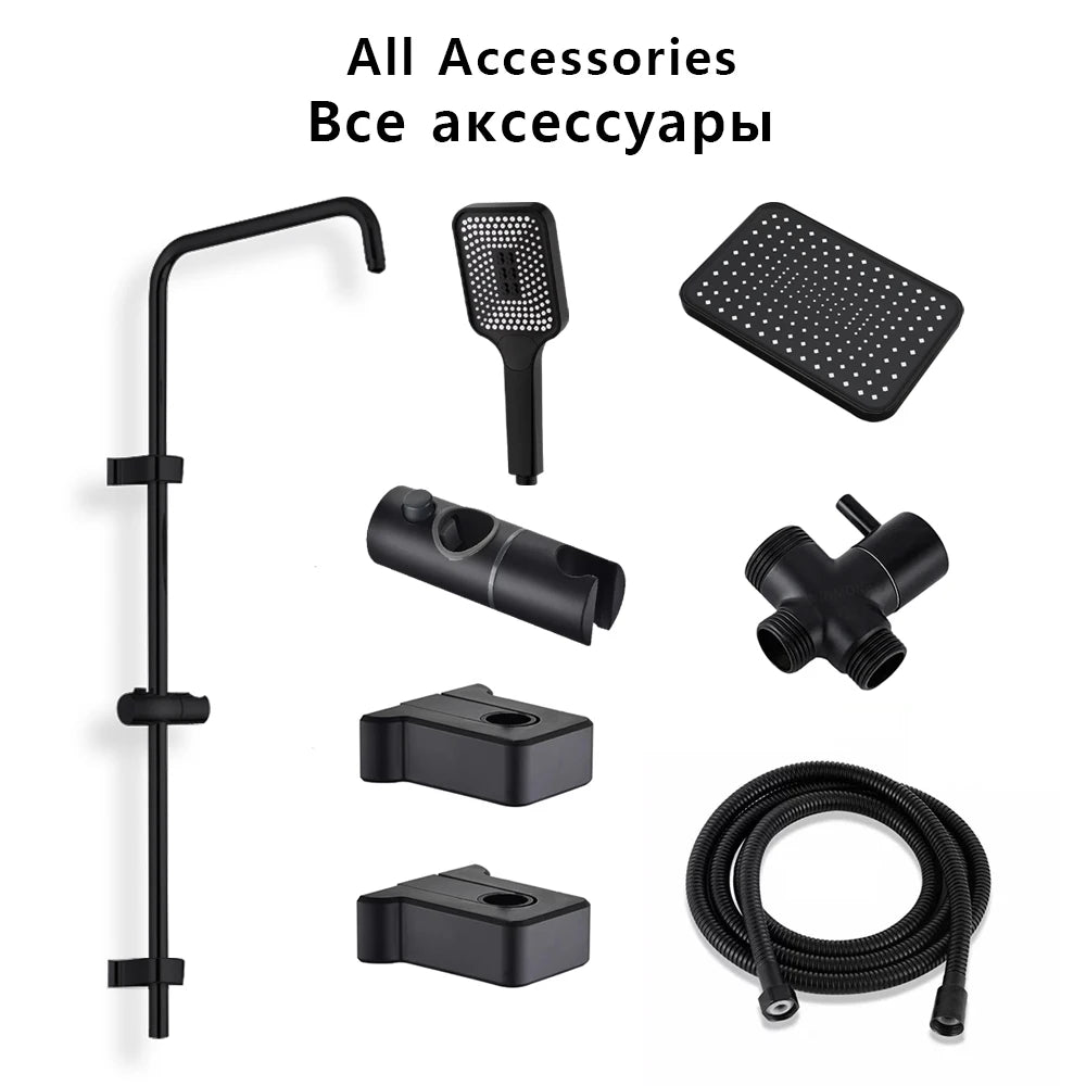 Black Silver Split Shower Column Bathroom Faucet Wall