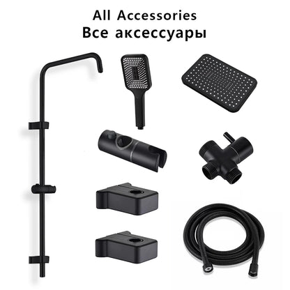 Black Silver Split Shower Column Bathroom Faucet Wall