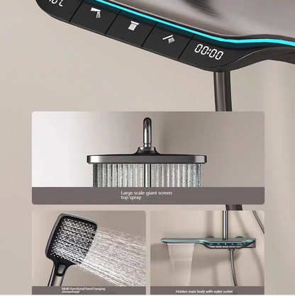 Digital Display Shower Bathroom Rainfall Piano Button Showers