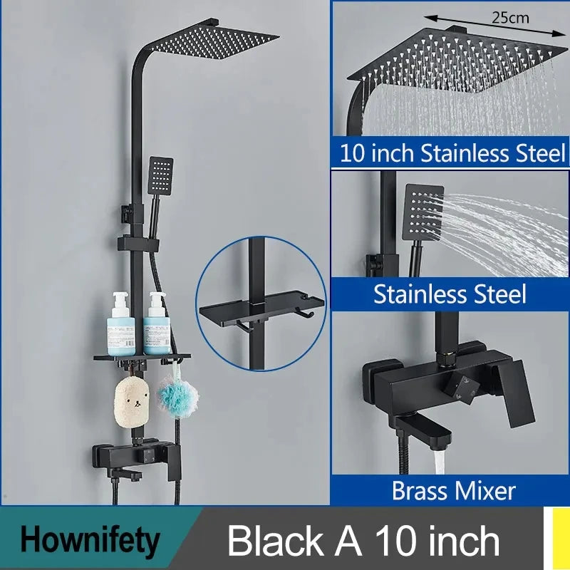 Golden Shower Faucet Rainfall 3/4-Way Bathtub Tap Bathroom