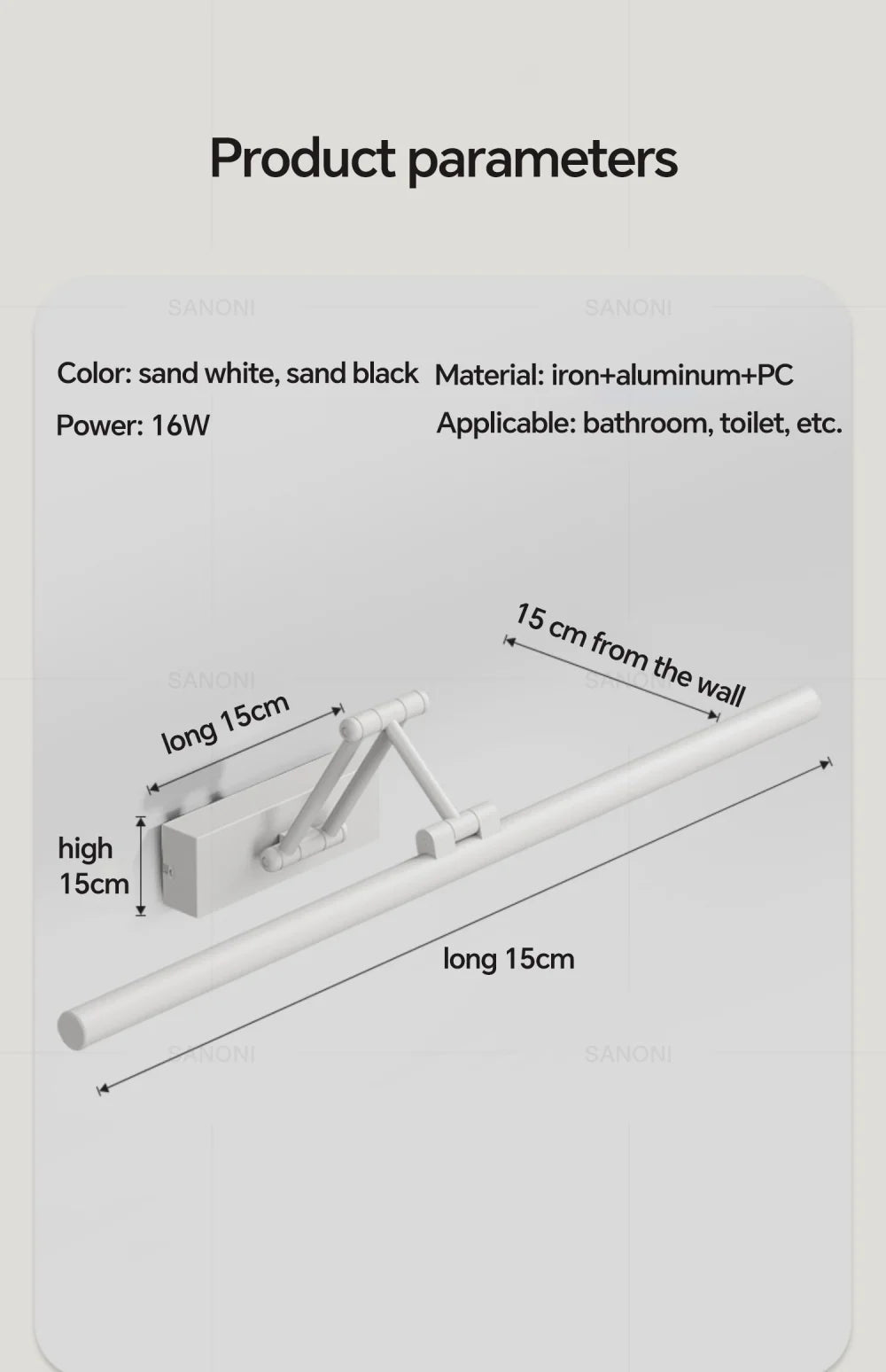 Modern Led Wall Lamp Bathroom Mirror Lamp Retractable
