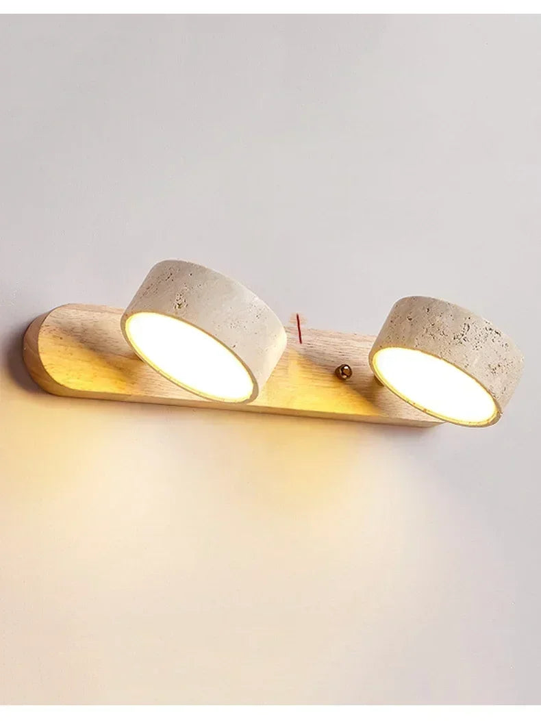 Rotatable Spanish Natural Limestone Round Led Wall Lamp