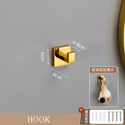 Polished Golden Bathroom Hardware Hook Towel Bar Toilet
