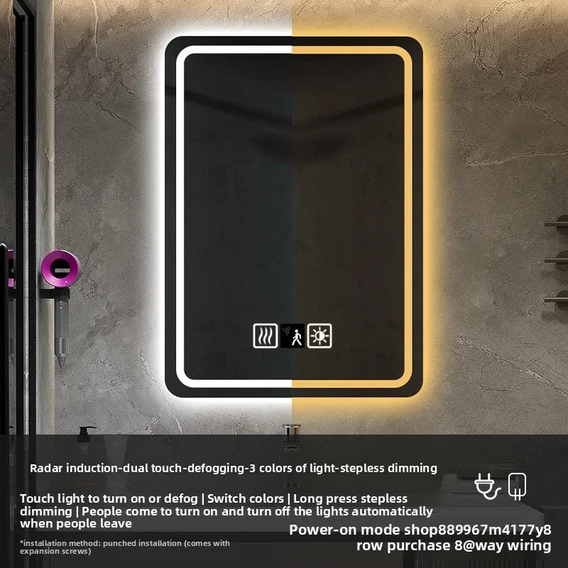 Hotel Bathroom Mirror Square Smart Led Bathroom Light
