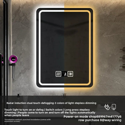 Hotel Bathroom Mirror Square Smart Led Bathroom Light
