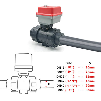 1/2 3/4 Upvc Electric Ball Valve 220v 2-Way