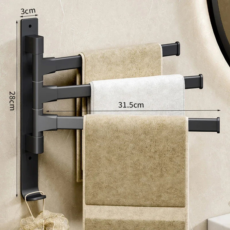 Bathroom Towel Rack Rotatable Towel Holder Space Aluminum