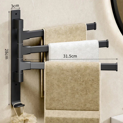 Bathroom Towel Rack Rotatable Towel Holder Space Aluminum