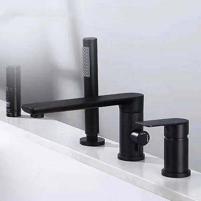 Luxury Gunmetal Black Bathtub Faucet Three Hole Mounting