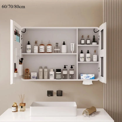 Minimalist Modern Arc-Shaped Smart Bathroom Mirror Cabinets