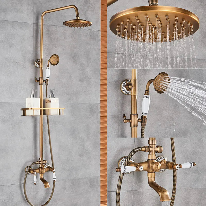 Antique Brass Bathroom Shower Faucet Bath Shower Mixer