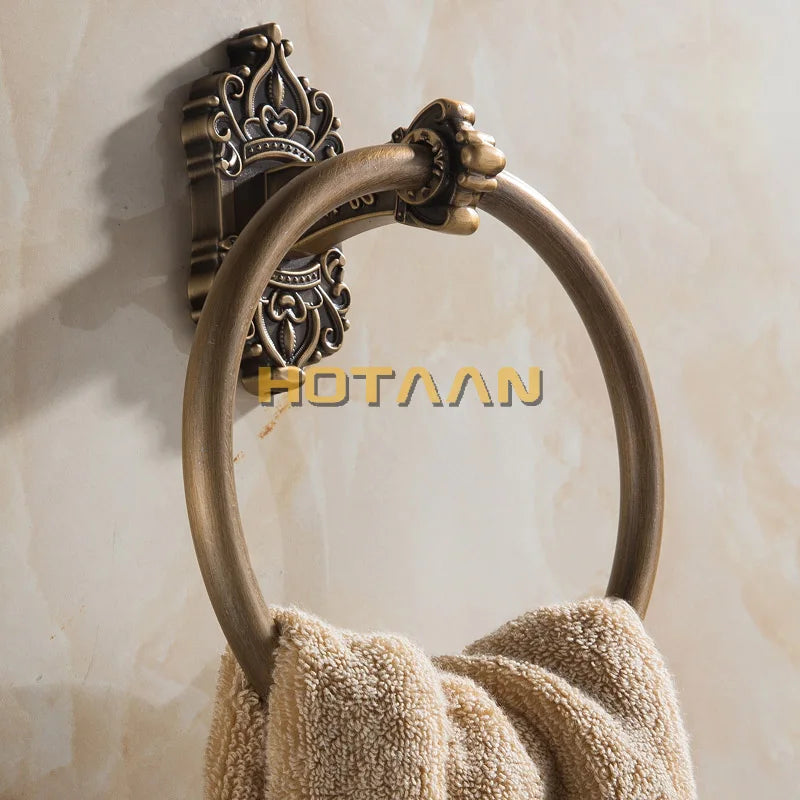 Solid Aluminium Wall-Mounted Round Antique Brass Color Towel