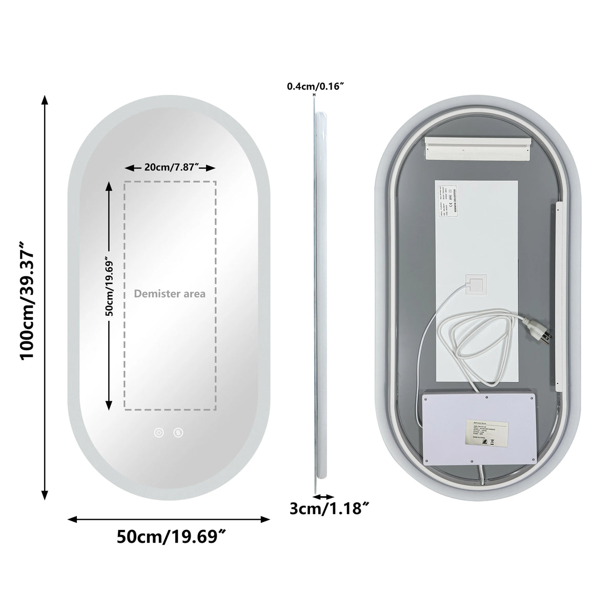 Led Bathroom Mirror Smart Anti-Fog Dimmable Led Lighted