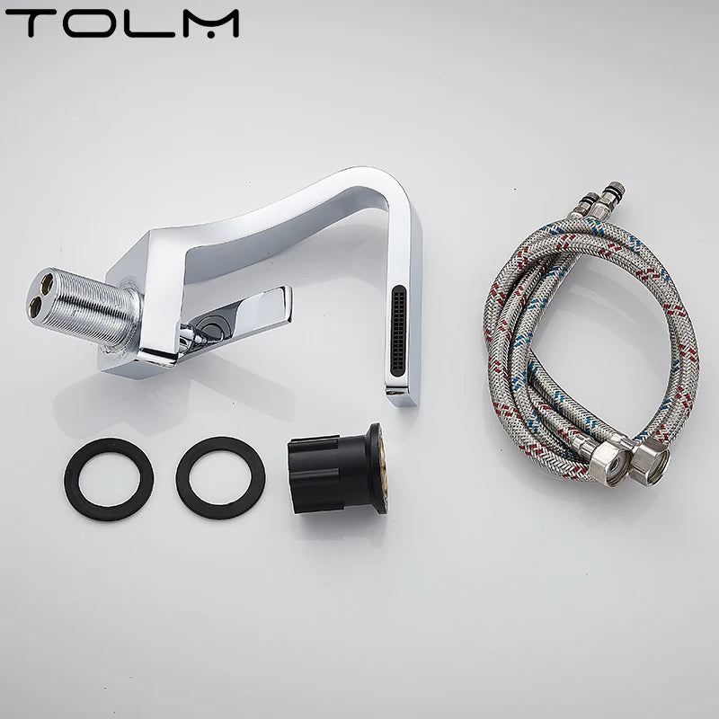 Tolm Basin Faucet Modern Bathroom Mixer Tap Orange