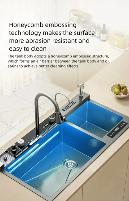 Stainless Steel 100x50cm Large Double Slot Sink Water