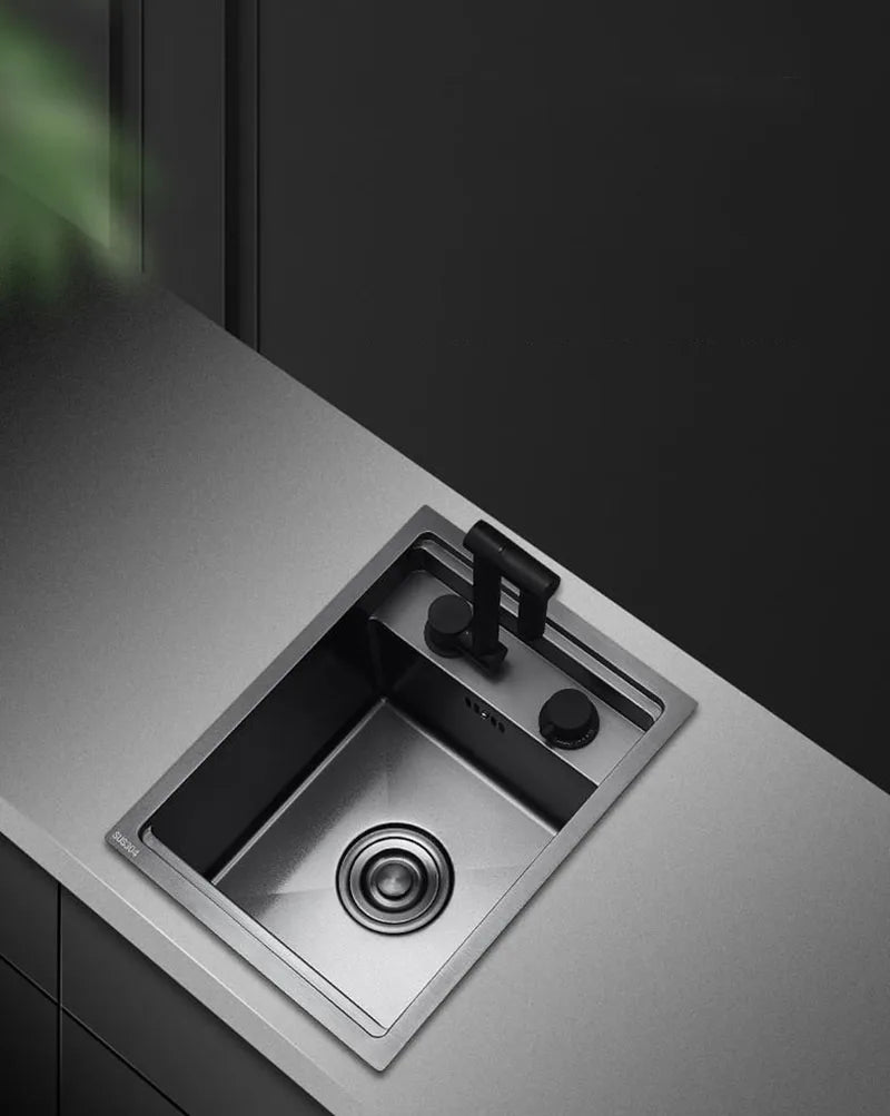 Black 304 Stainless Steel Sink Faucet Concealed Folding