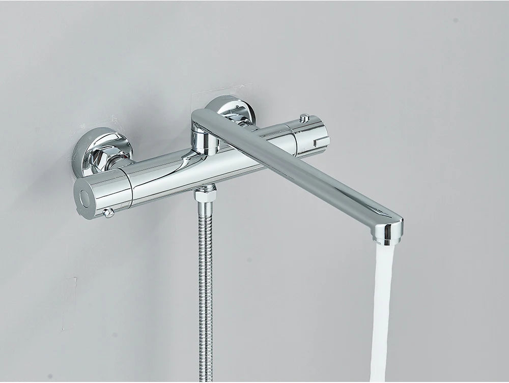 Chrome Black Bathtub Faucet Wall Mounted Thermostatic Shower