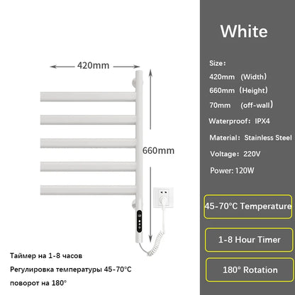Black/White/Gray Electric Heated Towel Rail Temperature Control