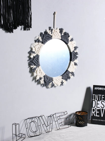 Boho Decorative Mirrors Macrame Round Mirror Aesthetic Room