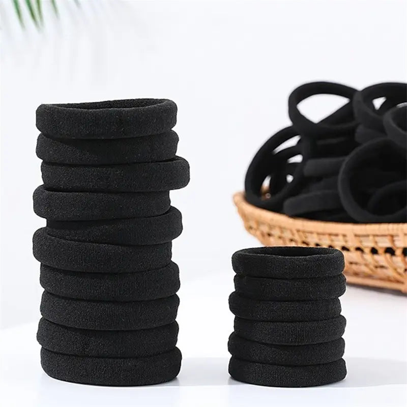 Black Towel Ring 50pcs High Elasticity Seamless Rubber
