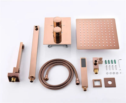 Tuqiu Bathroom Shower Rose Gold Square Rainfall Shower