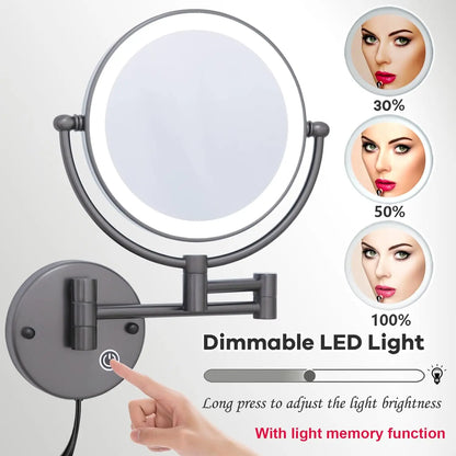Rose Gold Touch On Led Folding Bathroom Mirror