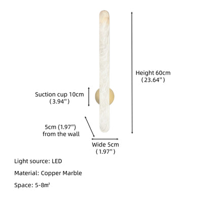Full Brass Natural Marble Vanity Wall Light Bathroom