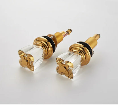 French Brass Bathroom Gold Three-Hole Basin Faucet Cold
