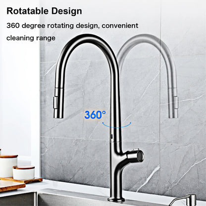 Modern Style Gun Gray Pull-Out Faucet Handle &Cold