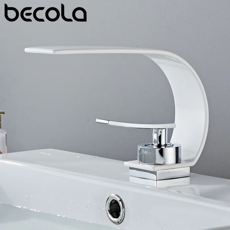 Becola Retail Deck Mount Waterfall Bathroom Basin Faucet