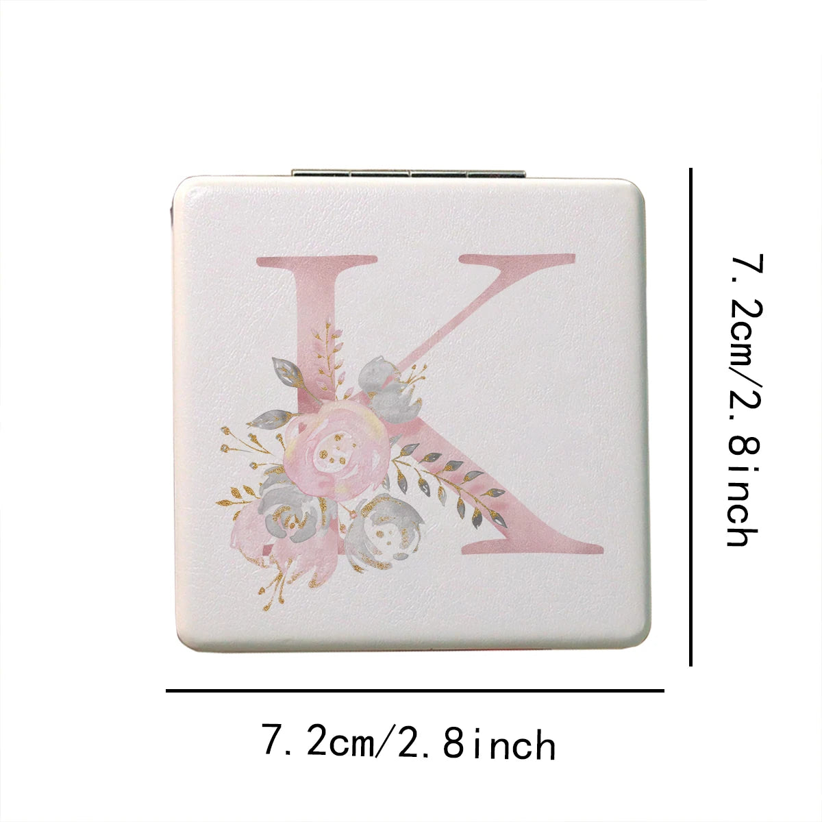 Personalized Floral First Letter White Square Double-Sided Makeup
