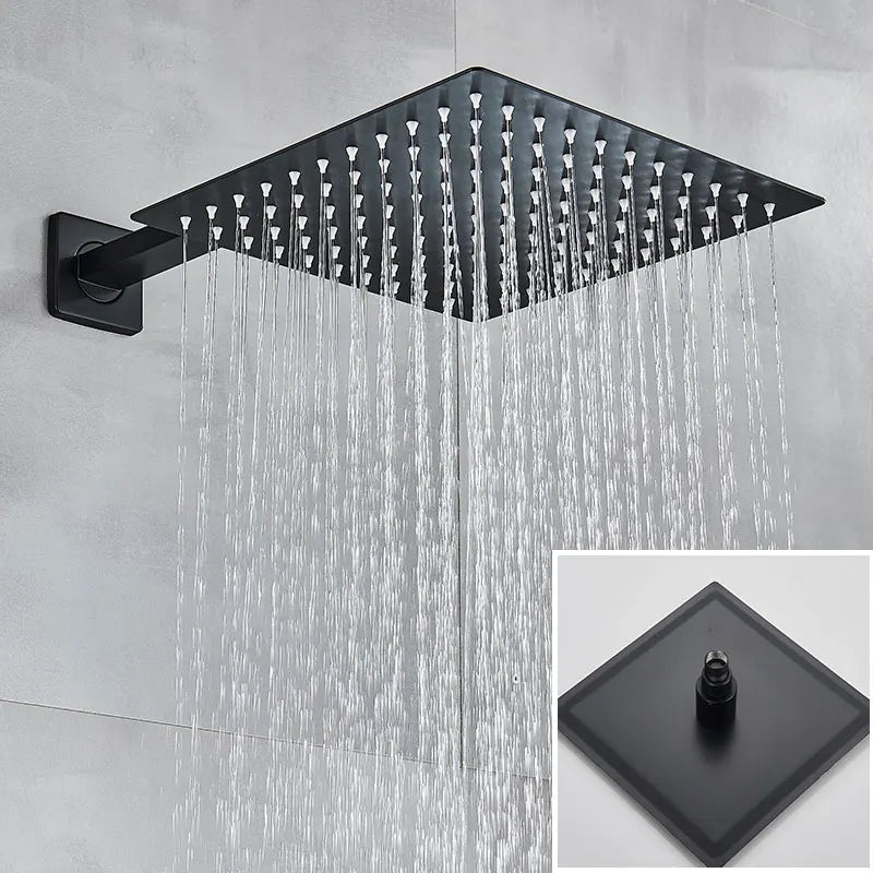 Matte Black Bathroom Shower Faucet Orange Box Rain