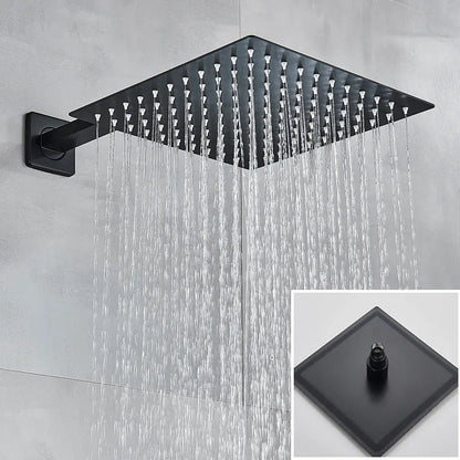 Matte Black Bathroom Shower Faucet Orange Box Rain