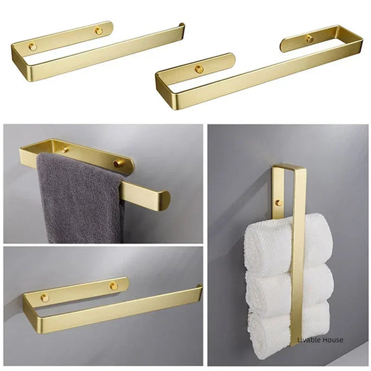 Towel Holder Bathroom Rack Bar Golden Roll Paper