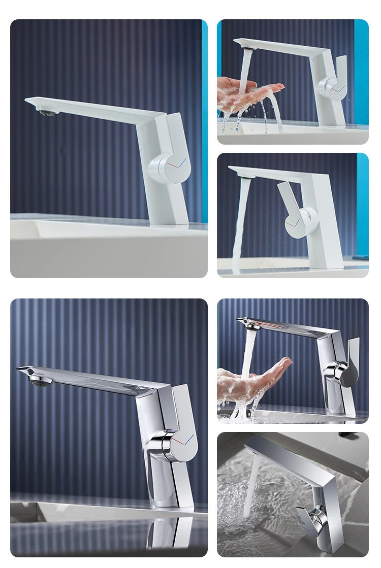 Brass Main Sink Faucet White Bathroom Cold Sink