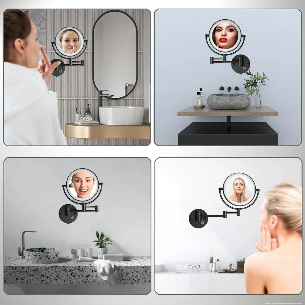 Rose Gold Touch On Led Folding Bathroom Mirror